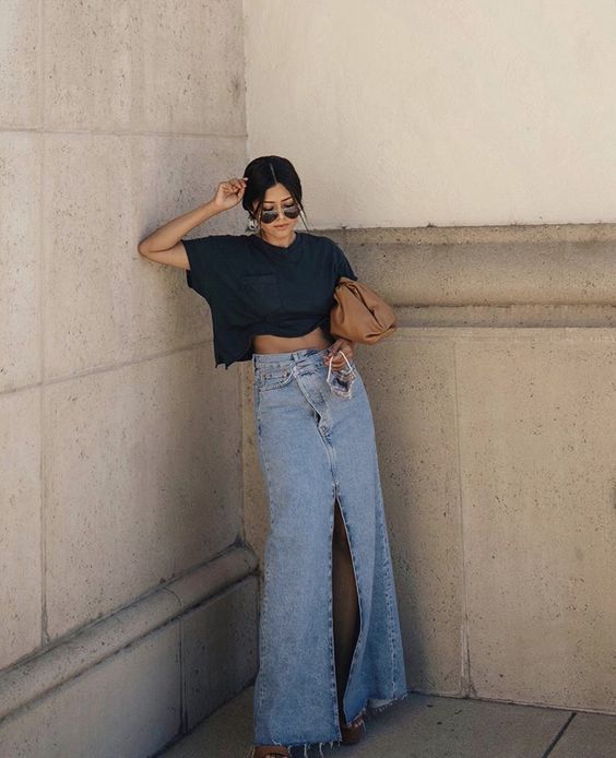Denim Maxi Skirt Outfit Inspiration #5