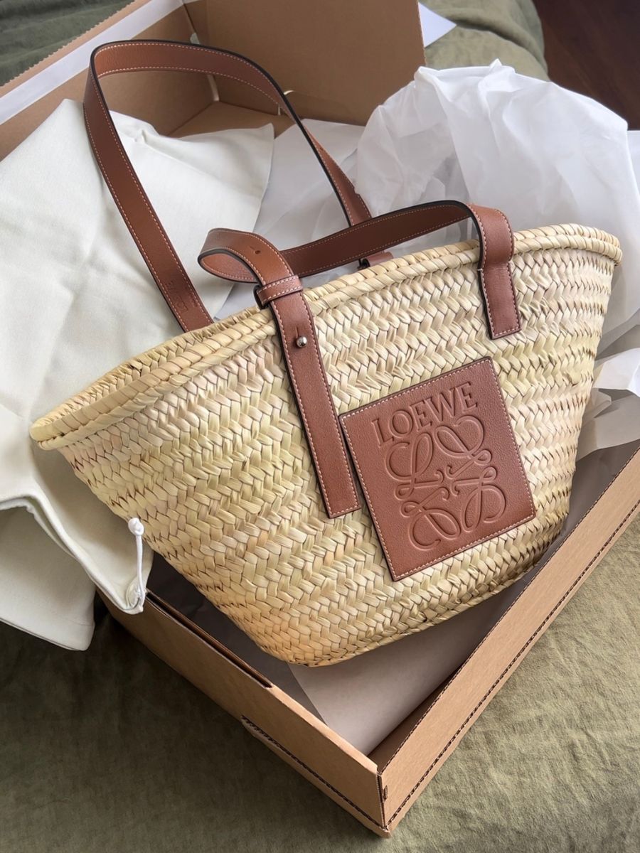 LOEWE Leather-Trimmed Woven Raffia Tote Review